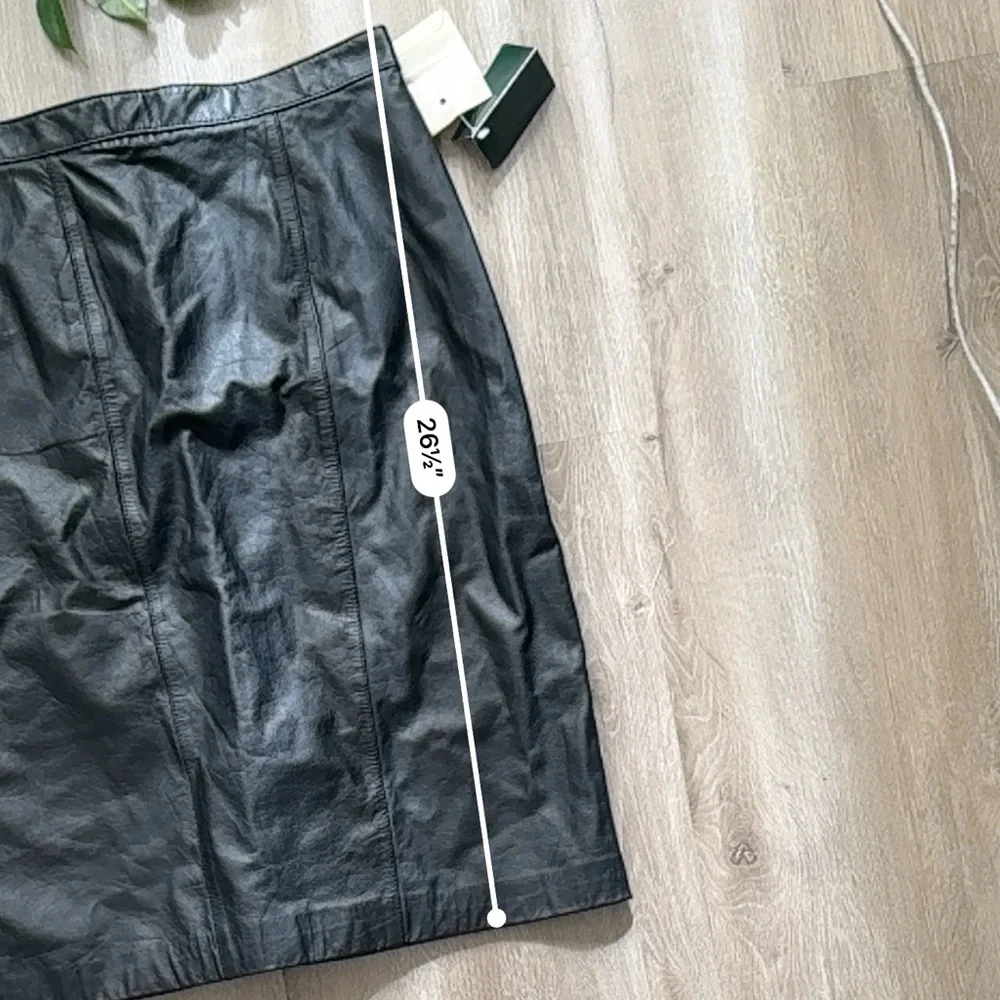 VTG NWT Black Leather Knee Length Skirt